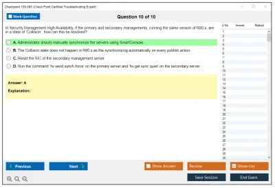 Checkpoint 156-585 Check Point Certified Troubleshooting Expert Practice test exam simulator test engine exam Prep practice test questions answers Image 10