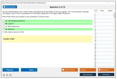 Avaya 3304 Avaya Aura Call Center Elite Implementation and Maintenance Practice test exam simulator test engine exam Prep practice test questions answers Image 3