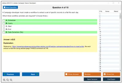Adobe AD0-E312 Adobe Campaign Classic Developer Practice test exam simulator test engine exam Prep practice test questions answers Image 4