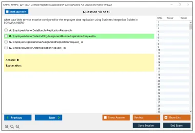 SAP C_HRHFC_2211 SAP Certified Integration AssociateSAP SuccessFactors Full Cloud/Core Hybrid 1H/2022 Practice test exam simulator test engine exam Prep practice test questions answers Image 10