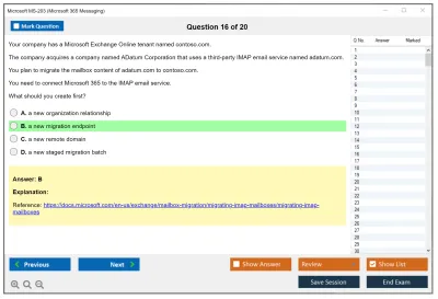 Microsoft MS-203 Microsoft 365 Messaging Practice test exam simulator test engine exam Prep practice test questions answers Image 16