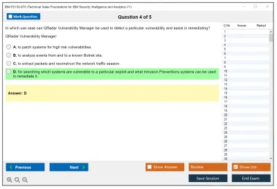 IBM P2150-870 Technical Sales Foundations for IBM Security Intelligence and Analytics V1 Practice test exam simulator test engine exam Prep practice test questions answers Image 4