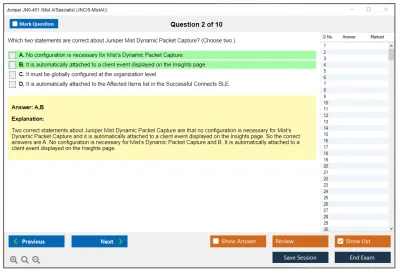 Juniper JN0-451 Mist AI - Specialist (JNCIS-MistAI) Practice test exam simulator test engine exam Prep practice test questions answers Image 2