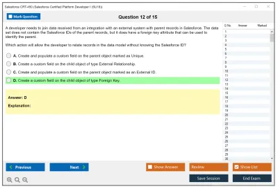 Salesforce CRT-450 Salesforce Certified Platform Developer I Practice test exam simulator test engine exam Prep practice test questions answers Image 12