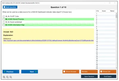 SAS Institute A00-270 SAS BI Content Developmentfor SAS 9 Practice test exam simulator test engine exam Prep practice test questions answers Image 1
