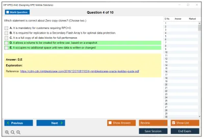 HP HPE2-K42 Designing HPE Nimble Solutions Practice test exam simulator test engine exam Prep practice test questions answers Image 4