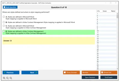 SAP C_ARCON_2005 SAP Certified Application Associate - SAP Ariba Contracts Practice test exam simulator test engine exam Prep practice test questions answers Image 8