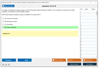 Salesforce Education-Cloud-Consultant Salesforce Certified Education Cloud Consultant Practice test exam simulator test engine exam Prep practice test questions answers Image 10