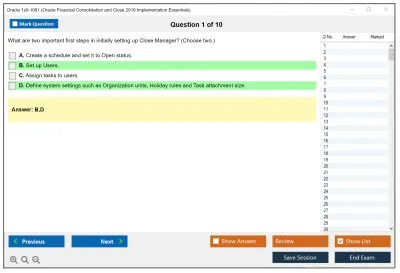 Oracle 1z0-1081 Oracle Financial Consolidation and Close 2019 Implementation Essentials Practice test exam simulator test engine exam Prep practice test questions answers Image 1