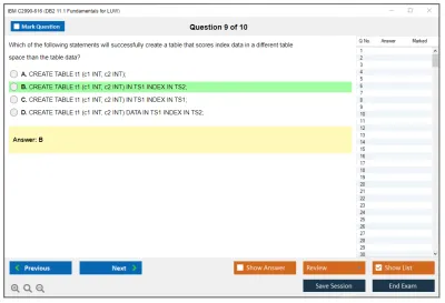 IBM C2090-616 DB2 11.1 Fundamentals for LUW Practice test exam simulator test engine exam Prep practice test questions answers Image 9