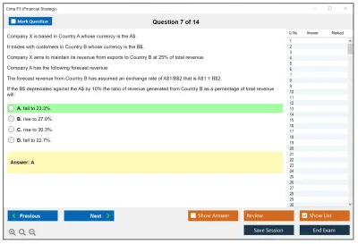 Cima F3 Financial Strategy Practice test exam simulator test engine exam Prep practice test questions answers Image 7