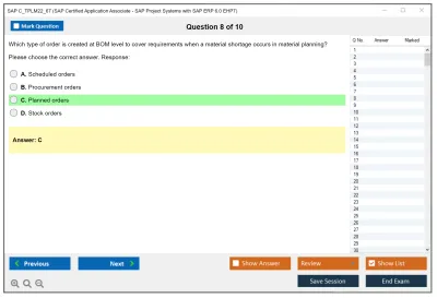 SAP C_TPLM22_67 SAP Certified Associate - SAP Project Systems with SAP ERP 6.0 EHP7 Practice test exam simulator test engine exam Prep practice test questions answers Image 8