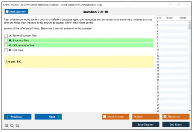SAP C_TADM70_22 SAP Certified Technology Associate - OS/DB Migration for SAP NetWeaver 7.52 Practice test exam simulator test engine exam Prep practice test questions answers Image 2