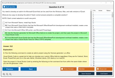 Microsoft MS-600 Building Applications and Solutions with Microsoft 365 Core Services Practice test exam simulator test engine exam Prep practice test questions answers Image 6