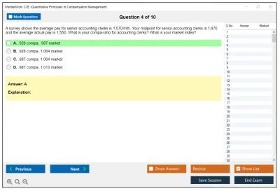WorldatWork C3E Quantitative Principles in Compensation Management Practice test exam simulator test engine exam Prep practice test questions answers Image 4