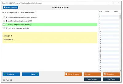 Cisco 650-292 TelePresence Video Sales Specialist for Express Practice test exam simulator test engine exam Prep practice test questions answers Image 6