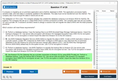 Amazon AWS AWS-Certified-Solutions-Architect-Professional-SAP-C01 AWS Certified Solutions Architect - Professional (SAP-C01) Practice test exam simulator test engine exam Prep practice test questions answers Image 17