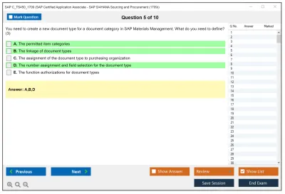 SAP C_TS450_1709 SAP Certified Application Associate - SAP S/4HANA Sourcing and Procurement (1709) Practice test exam simulator test engine exam Prep practice test questions answers Image 5