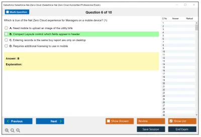 Salesforce Salesforce-Net-Zero-Cloud Salesforce Net Zero Cloud Accredited Professional Exam Practice test exam simulator test engine exam Prep practice test questions answers Image 6