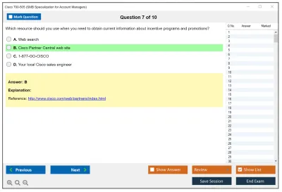 Cisco 700-505 SMB Specialization for Account Managers Practice test exam simulator test engine exam Prep practice test questions answers Image 7