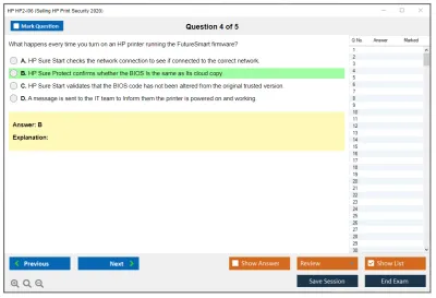 HP HP2-I06 Selling HP Print Security 2020 Practice test exam simulator test engine exam Prep practice test questions answers Image 4
