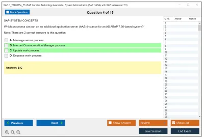 SAP C_TADM55a_75 SAP Certified Technology Associate - System Administration (SAP HANA) with SAP NetWeaver 7.5 Practice test exam simulator test engine exam Prep practice test questions answers Image 4
