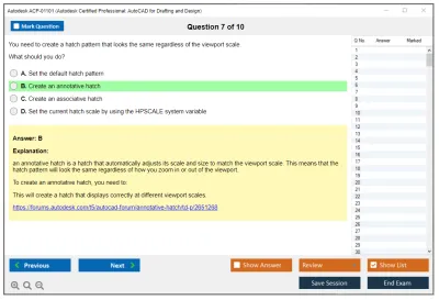 Autodesk ACP-01101 Autodesk Certified Professional in AutoCAD for Design and Drafting Practice test exam simulator test engine exam Prep practice test questions answers Image 7