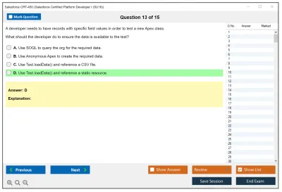 Salesforce CRT-450 Salesforce Certified Platform Developer I Practice test exam simulator test engine exam Prep practice test questions answers Image 13