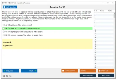 CIW 1D0-610 CIW Web Foundations Associate Practice test exam simulator test engine exam Prep practice test questions answers Image 8