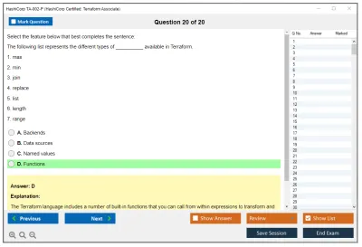 HashiCorp TA-002-P HashiCorp Certified: Terraform Associate Practice test exam simulator test engine exam Prep practice test questions answers Image 20