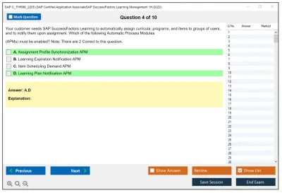SAP C_THR88_2205 SAP Certified Application AssociateSAP SuccessFactors Learning Management 1H/2022 Practice test exam simulator test engine exam Prep practice test questions answers Image 4