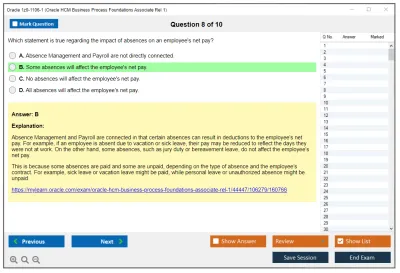 Oracle 1z0-1106-1 Oracle HCM Business Process Foundations Associate Rel 1 Practice test exam simulator test engine exam Prep practice test questions answers Image 8