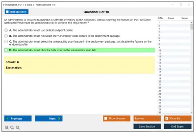 Fortinet NSE5_FCT-7.0 NSE5_FCT-7.0 NSE 5 - FortiClient EMS 7.0 Practice test exam simulator test engine exam Prep practice test questions answers Image 9