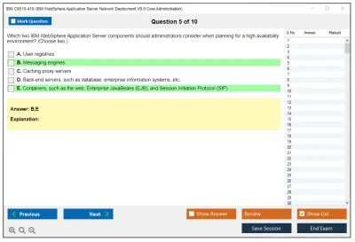 IBM C9510-418 IBM WebSphere Application Server Network Deployment V9.0 Core Administration Practice test exam simulator test engine exam Prep practice test questions answers Image 5