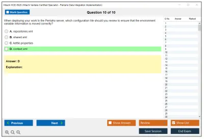 Hitachi HCE-5920 Hitachi Vantara Certified Specialist - Pentaho Data Integration Implementation Practice test exam simulator test engine exam Prep practice test questions answers Image 10