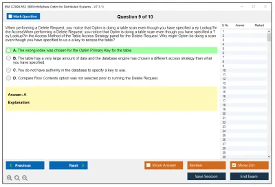 IBM C2090-552 IBM InfoSphere Optim for Distributed Systems - V7.3.1 Practice test exam simulator test engine exam Prep practice test questions answers Image 9
