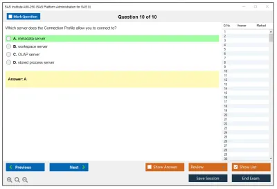 SAS Institute A00-250 A00-250 SAS Platform Administration for SAS9 Practice test exam simulator test engine exam Prep practice test questions answers Image 10