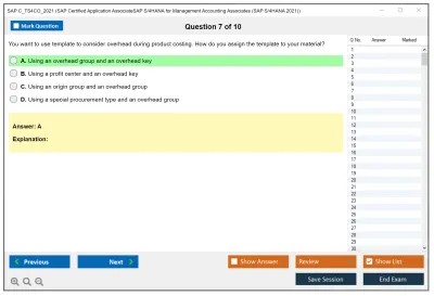 SAP C_TS4CO_2021 SAP Certified Associate - SAP S/4HANA 2021 for Management Accounting Practice test exam simulator test engine exam Prep practice test questions answers Image 7