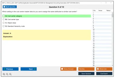 SAP C_TS4CO_2021 SAP Certified Associate - SAP S/4HANA 2021 for Management Accounting Practice test exam simulator test engine exam Prep practice test questions answers Image 9