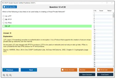 ISC2 SSCP Systems Security Certified Practitioner Practice test exam simulator test engine exam Prep practice test questions answers Image 12