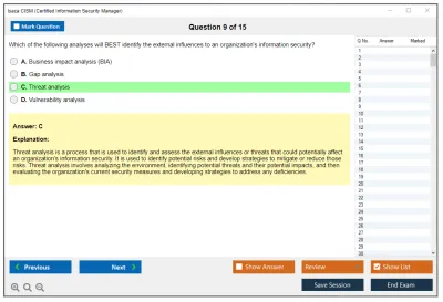 Isaca CISM Certified Information Security Manager Practice test exam simulator test engine exam Prep practice test questions answers Image 9