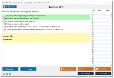 Oracle 1z0-1083-22 Oracle Narrative Reporting 2022 Implementation Professional Practice test exam simulator test engine exam Prep practice test questions answers Image 3