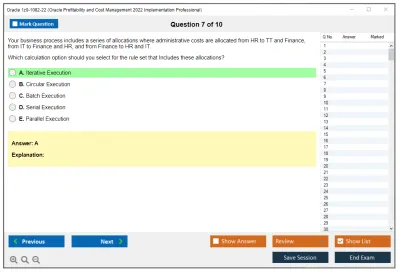 Oracle 1z0-1082-22 Oracle Profitability and Cost Management 2022 Implementation Professional Practice test exam simulator test engine exam Prep practice test questions answers Image 7