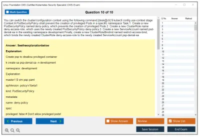 Linux Foundation CKS Certified Kubernetes Security Specialist (CKS) Practice test exam simulator test engine exam Prep practice test questions answers Image 10