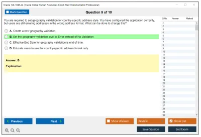 Oracle 1z0-1046-22 Oracle Global Human Resources Cloud 2022 Implementation Professional Practice test exam simulator test engine exam Prep practice test questions answers Image 9
