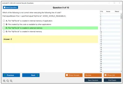 Android AND-402 Android Security Essentials Practice test exam simulator test engine exam Prep practice test questions answers Image 9