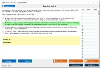 Oracle 1z0-590 Oracle VM 3 for x86 Essentials Practice test exam simulator test engine exam Prep practice test questions answers Image 6
