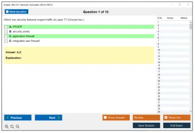 Juniper JN0-231 Security-Associate (JNCIA-SEC) Practice test exam simulator test engine exam Prep practice test questions answers Image 1