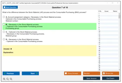 SAP C_S4CPS_2302 SAP Certified Application AssociateSAP S/4HANA Cloud (public)Professional Services Implementation Practice test exam simulator test engine exam Prep practice test questions answers Image 7