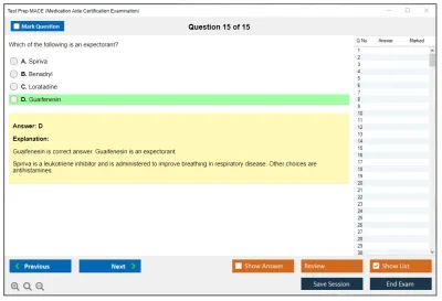Test Prep MACE Medication Aide Certification Examination Practice test exam simulator test engine exam Prep practice test questions answers Image 15